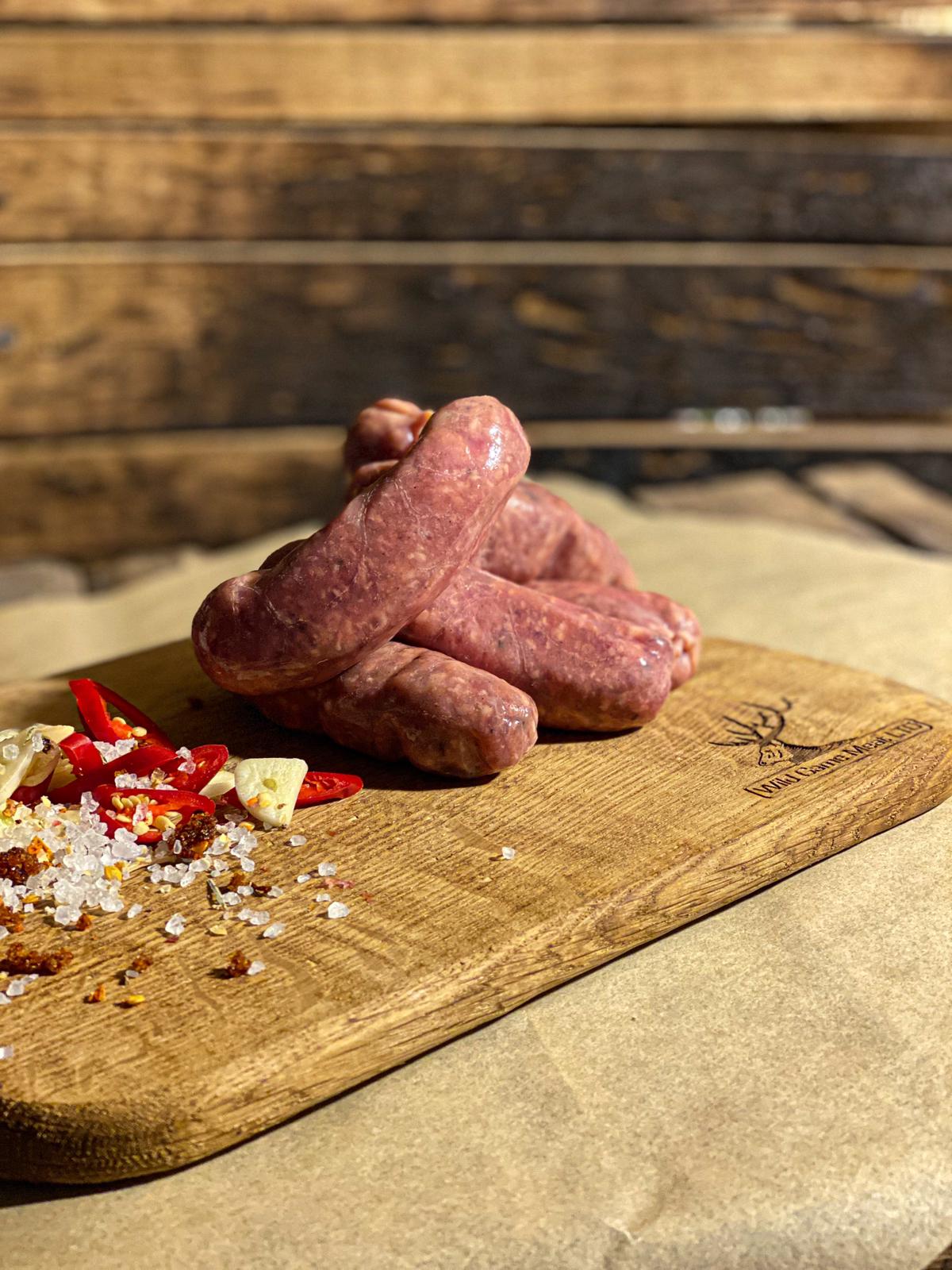 Venison & Red Wine sausages - Wild Game Meat Ltd