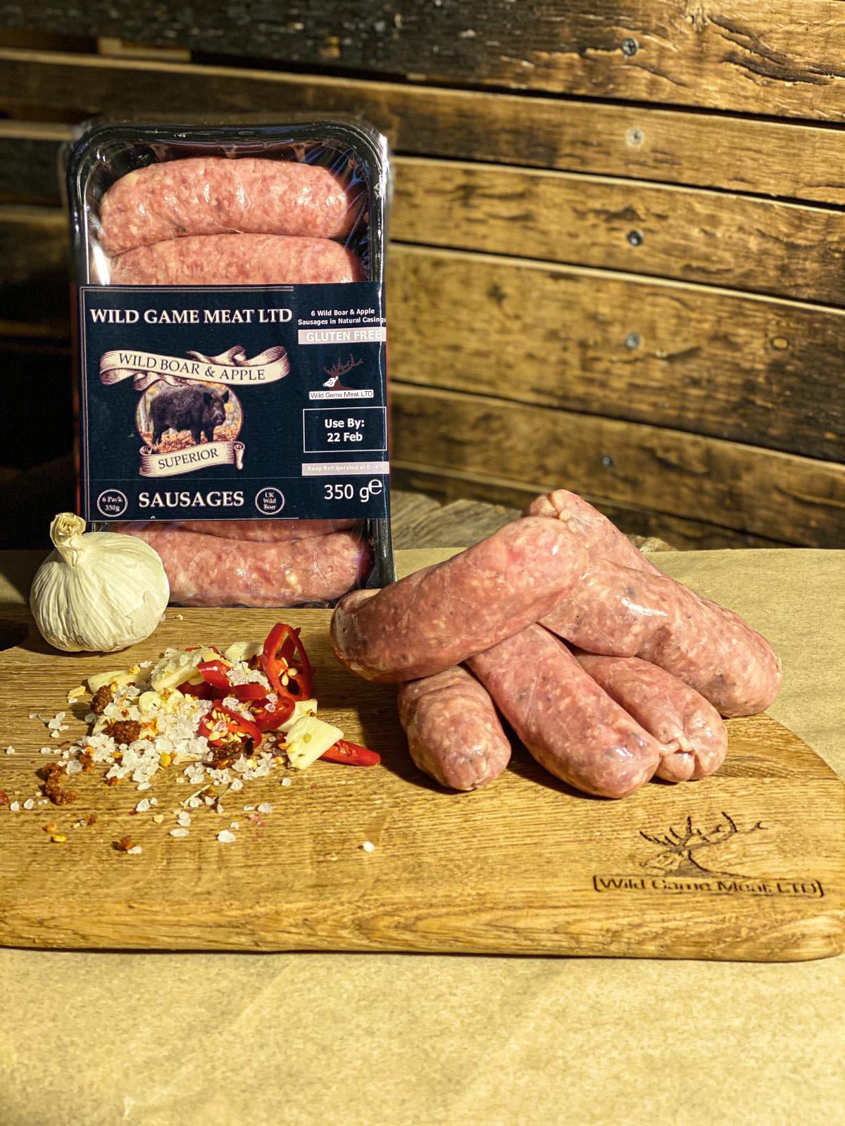 Wild Boar & Apple sausages - Wild Game Meat Ltd